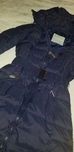 Benetton Navy Down & Feather Winter Puffer Coat 38 0 XS